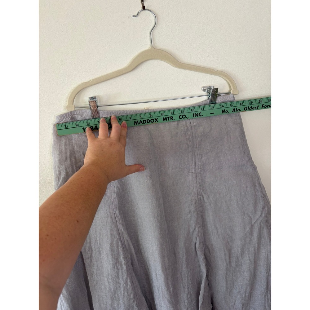 Eileen Fisher Grey Italian Linen Midi Skirt Drawstring Hem Size M - Picture 6 of 9